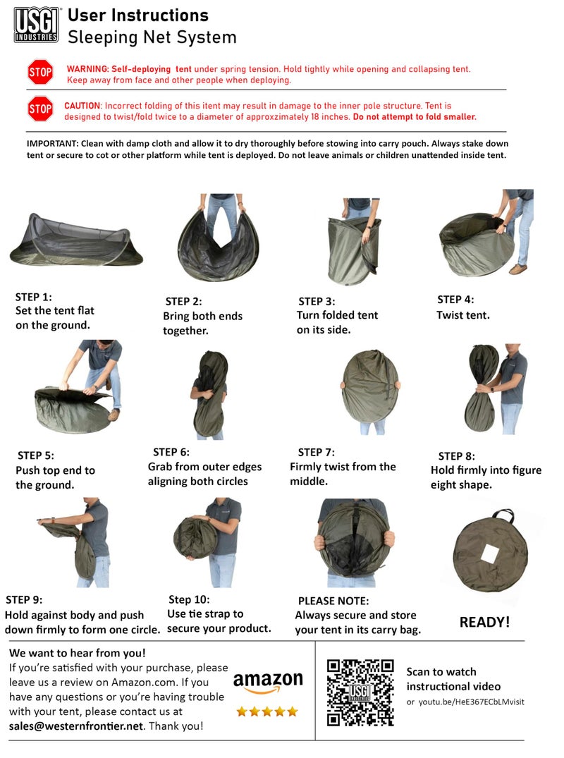 USGI Industries Bivy Tent | Lightweight Single Person Sleeping Net System for Outdoors, Camping, Survival, Hiking, Backpack | Mesh Protection (Dark Earth) - Image 5